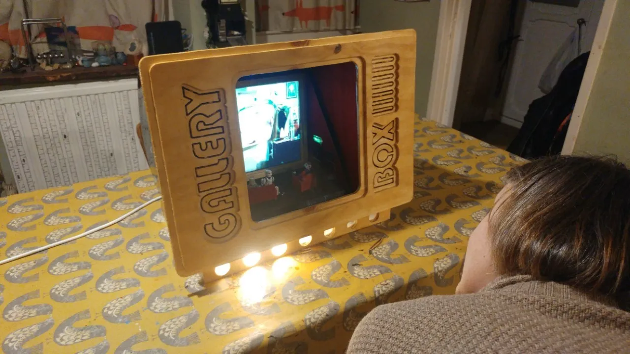 woman looking into box