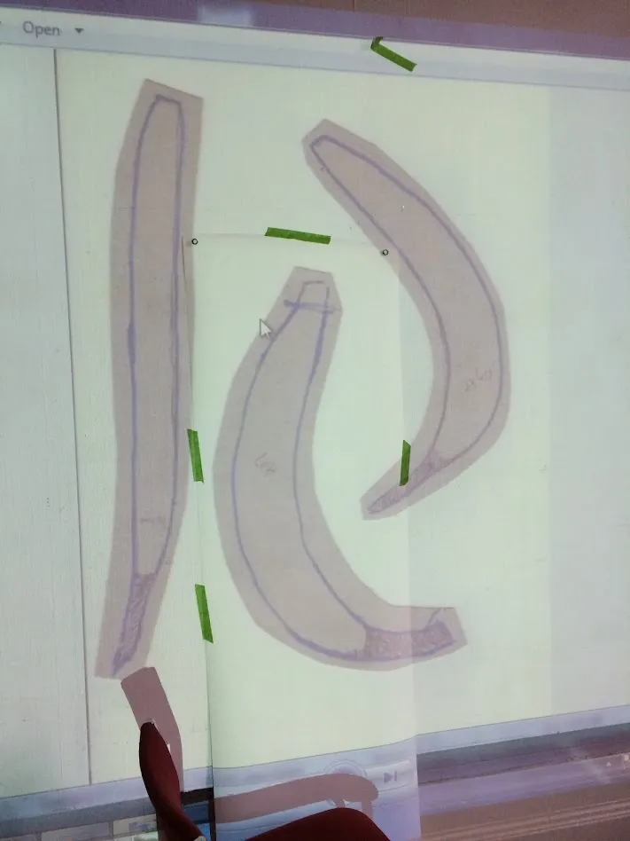 Projection of banana sections on wall