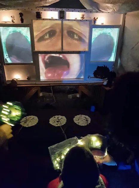 Face projected onto screen