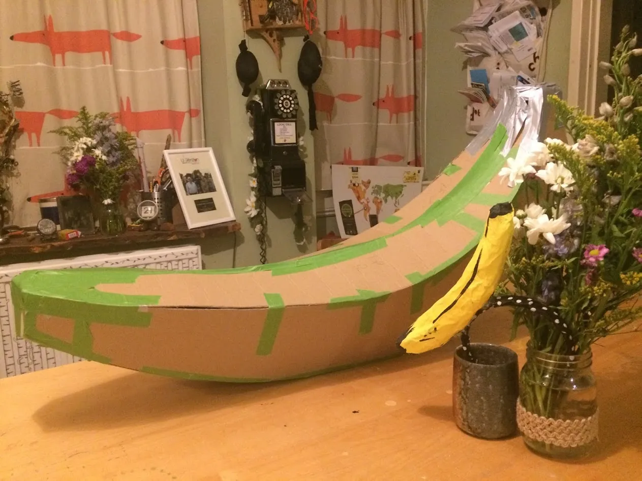 large card banana on table