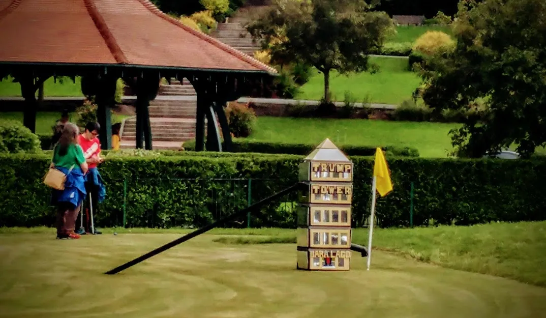 Trump tower on golf green