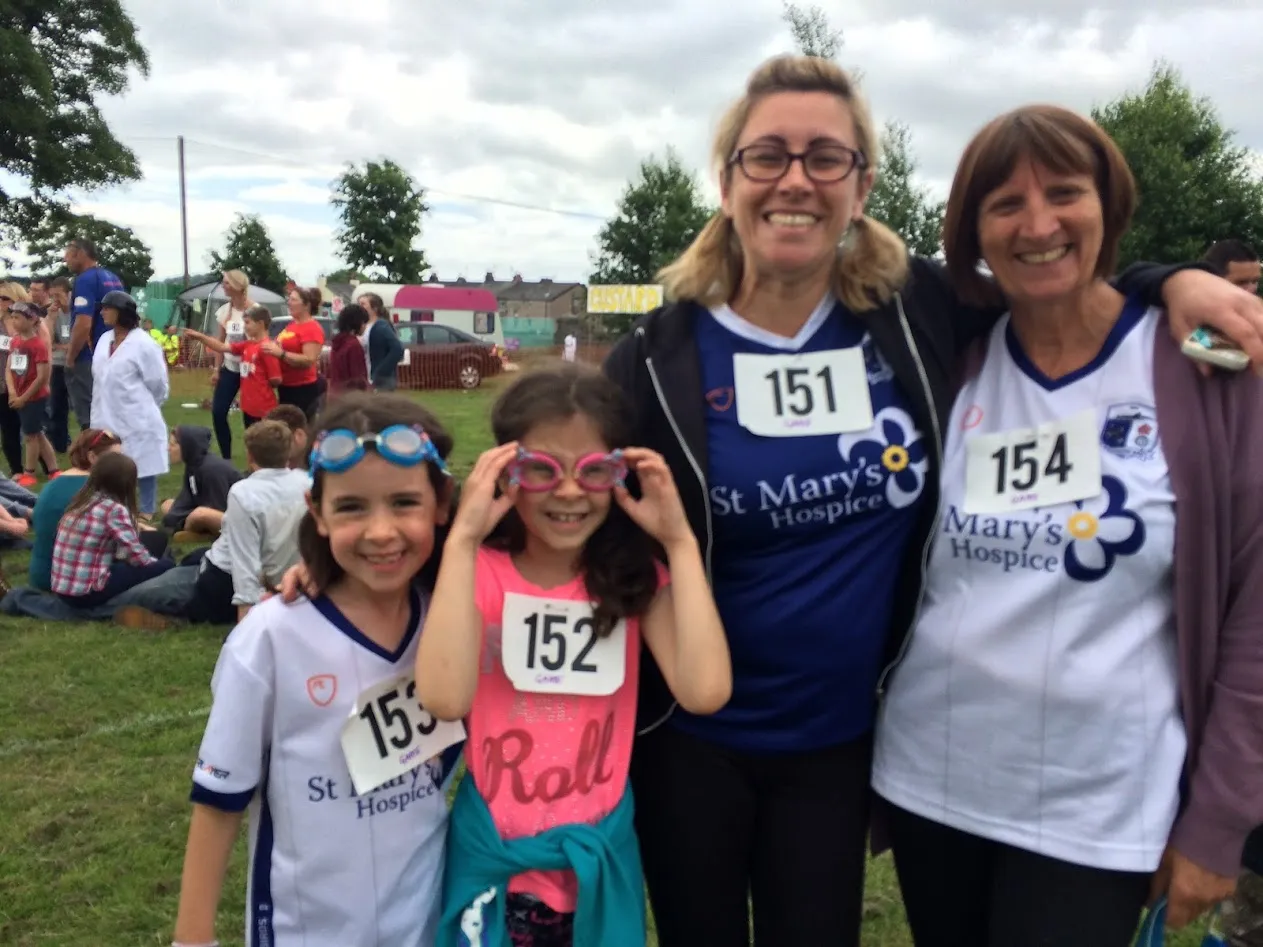 Family wearing goggles
