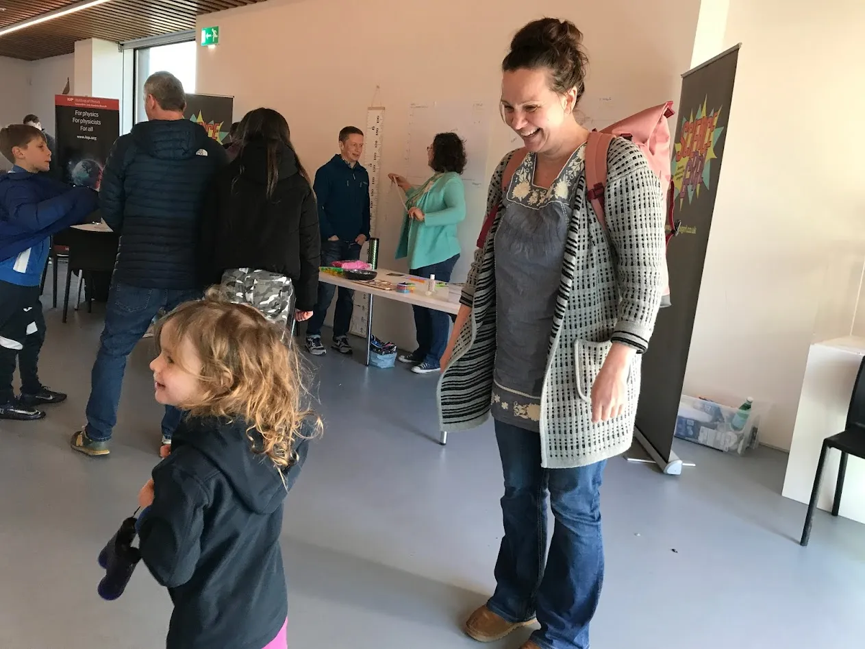 Girl jumping, mothing smiling