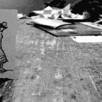 A rotoscoped gif of a lady jumping a stool.