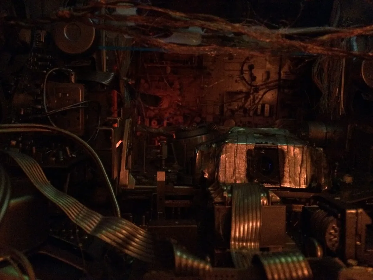 Electronics glowing.