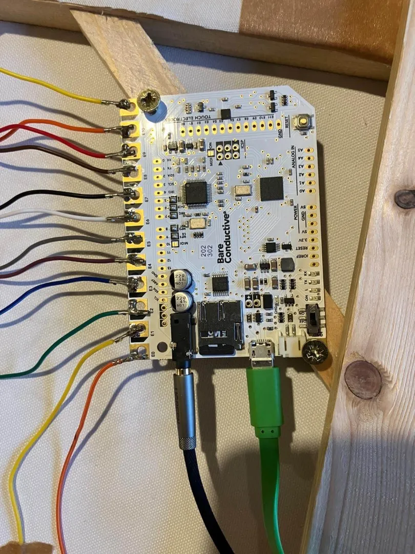 circuit board with wires attached