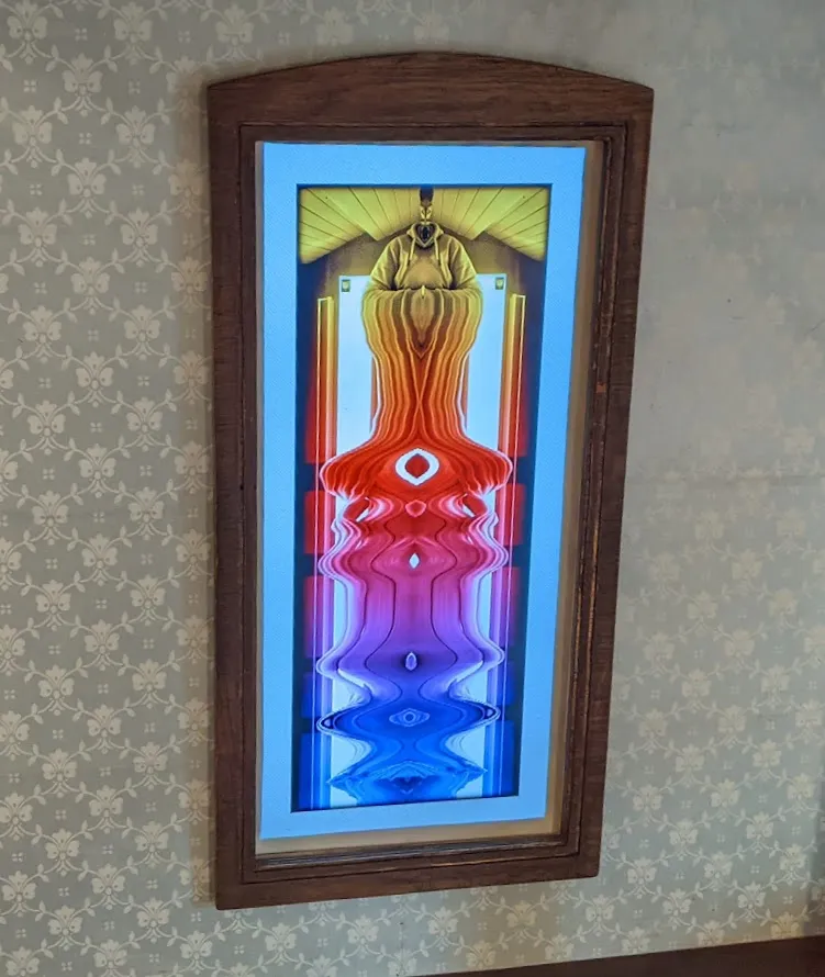 Colourful symmetrical extrusions ranging from yellow to blue.
