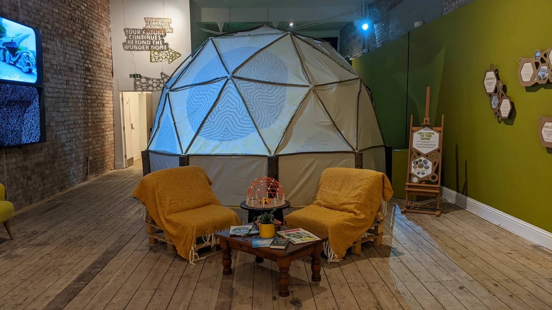 Large dome with two seats in front.