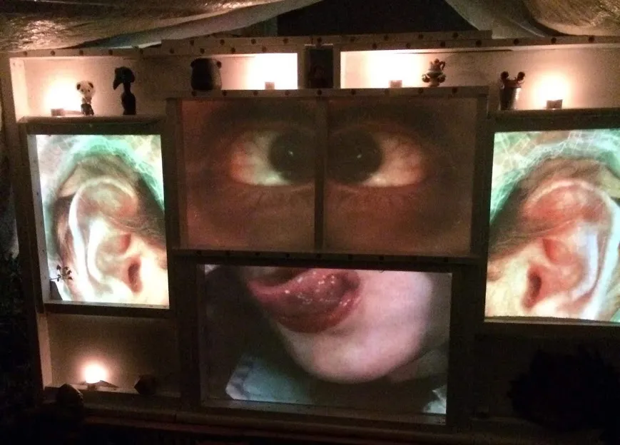 projected eyes, ears and mouth.