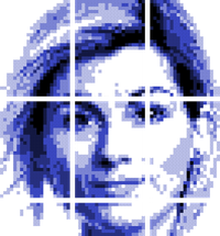 Picture of woman make from squares.